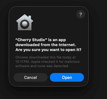 Click Open in the macOS prompt
