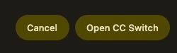 Click Open CC Switch in Chrome